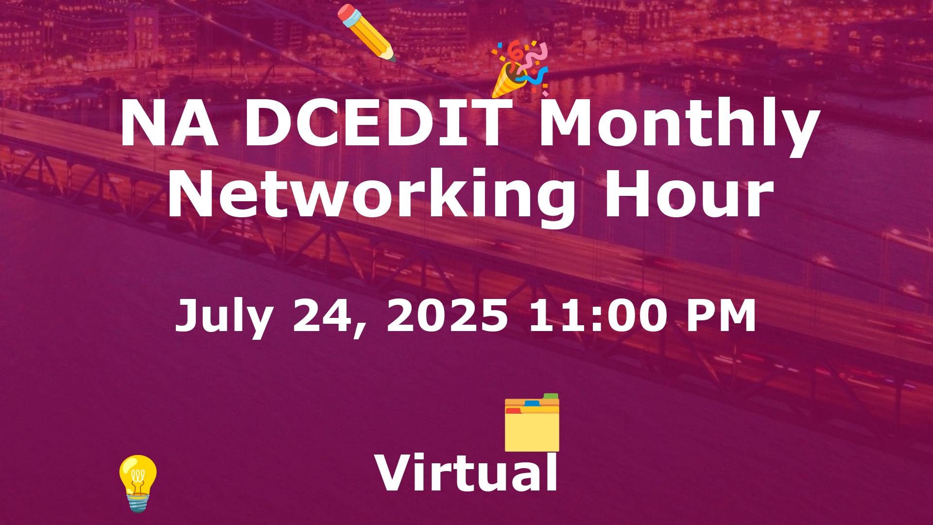 NA DCEDIT Monthly Networking Hour event image